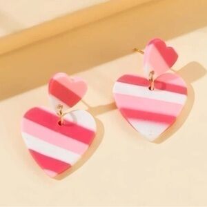 Striped Pattern Heart Drop Earrings heart earrings